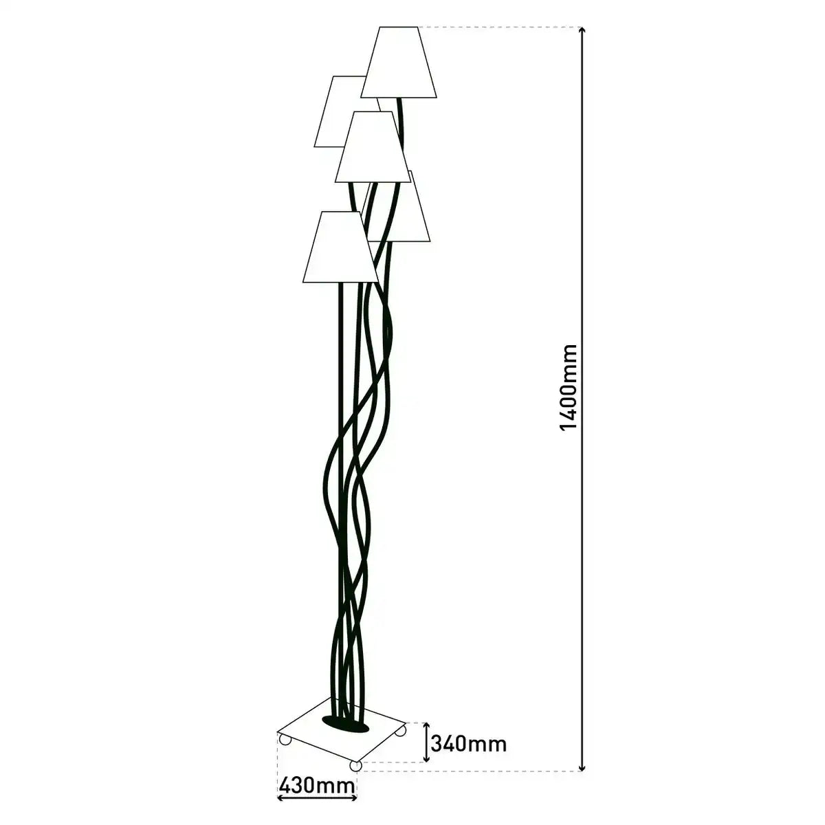 Textilstehleuchte 4-flammig "BOHO", Stehlampe in Beige/Braun, mit E14-Fassung, für Esszimmer, Wohnzimmer, Diele oder Büro, 138 cm hoch
