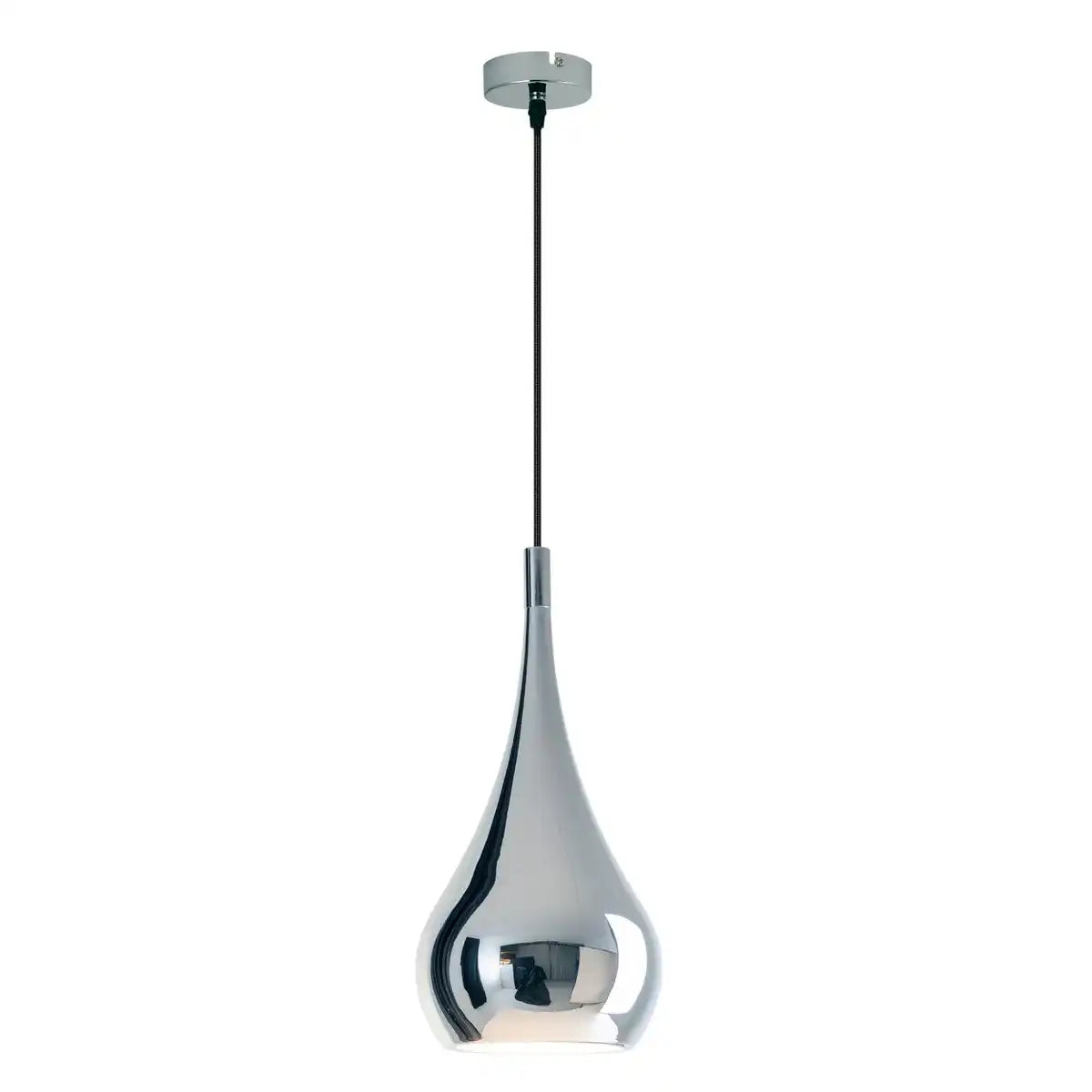 Pendelleuchte "STYLE", Retro Klassiker, Pendellampe aus chromglänzendem Metall mit E27-Fassung, Schirm Ø23 cm, ideal für Esszimmer, Wohnzimmer und Küche.