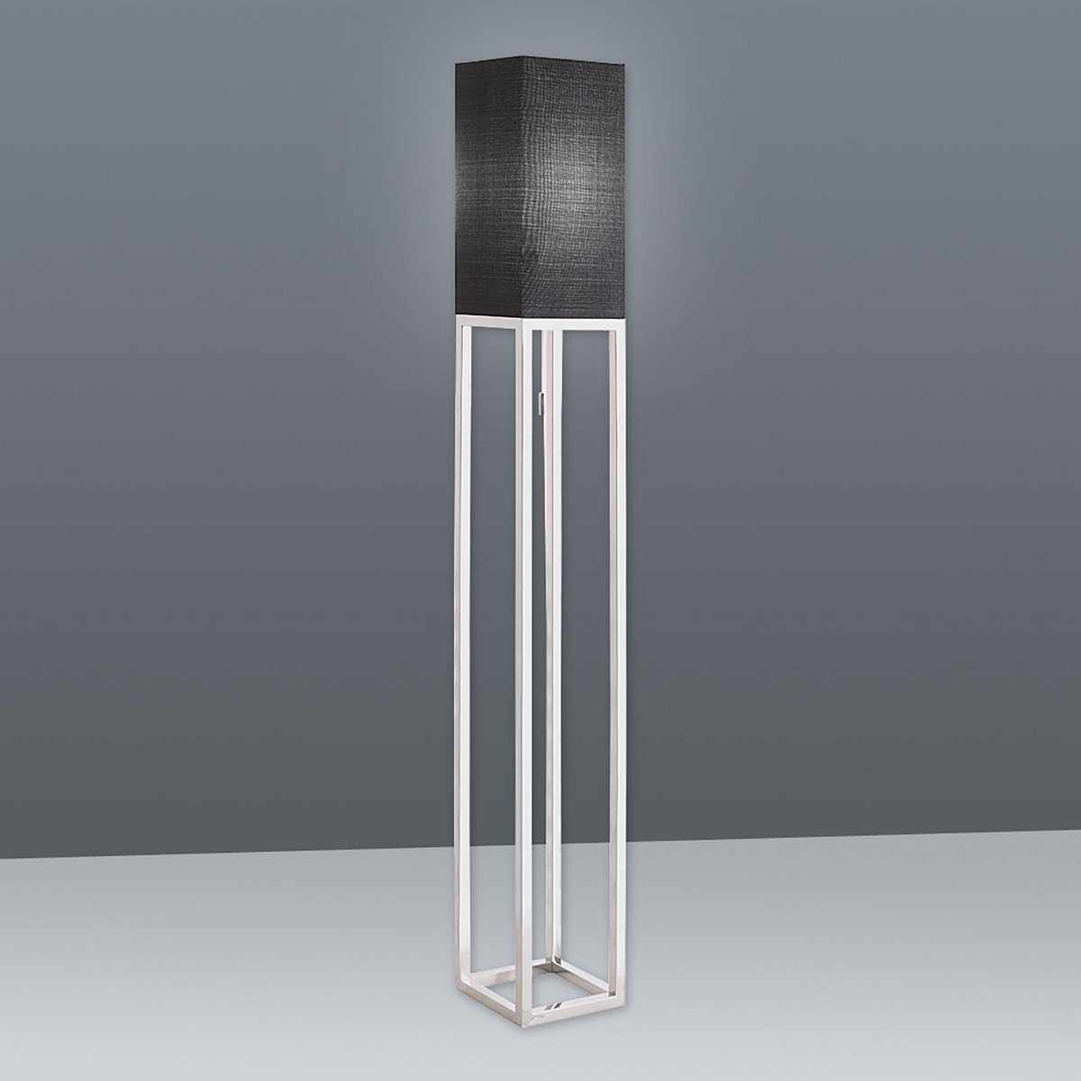 Stehleuchte "ALFA", moderne Stehlampe aus Metall und Textil in Chrom/Dunkelgrau, mit E27-Fassung, 150,5 cm hoch, schicke Lampe für Diele, Wohnzimmer und Büro