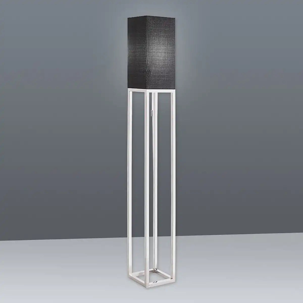 Stehleuchte "ALFA", moderne Stehlampe aus Metall und Textil in Chrom/Dunkelgrau, mit E27-Fassung, 150,5 cm hoch, schicke Lampe für Diele, Wohnzimmer und Büro