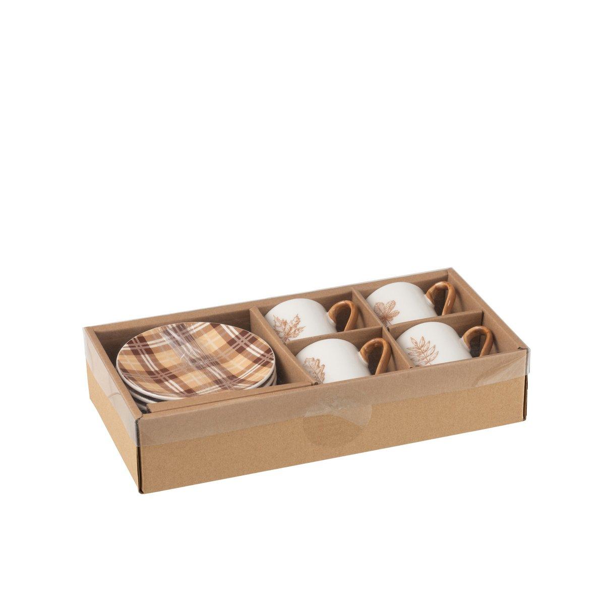 J-Line Tasche + Untertasse Tablett - Geschenkbox - Keramik - Braun - S -