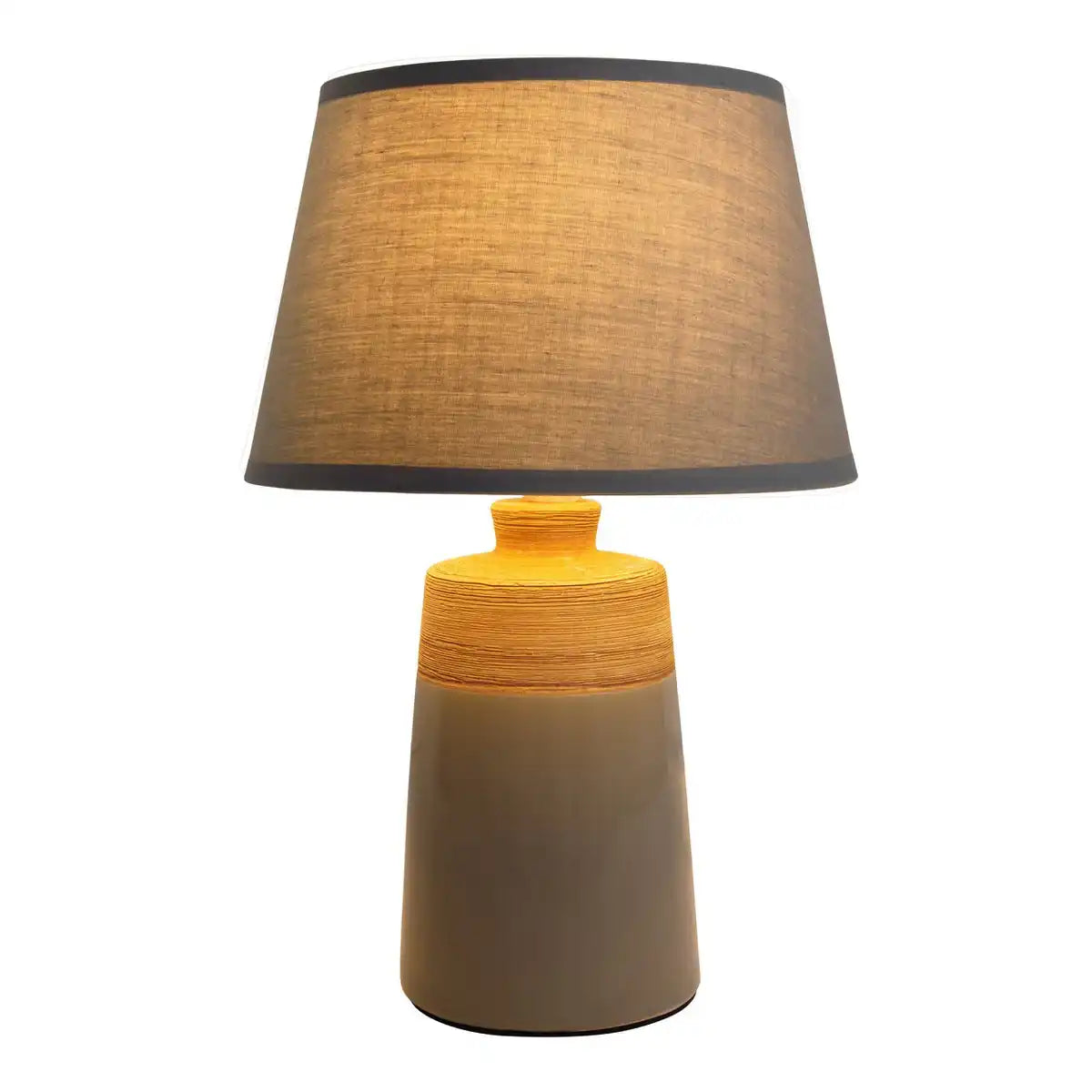 Keramik Tischleuchte "TALIA", Tischlampe aus Keramik, beige/grau, mit E14-Fassung, für Esszimmer, Wohnzimmer, Diele oder Büro, 31 cm hoch