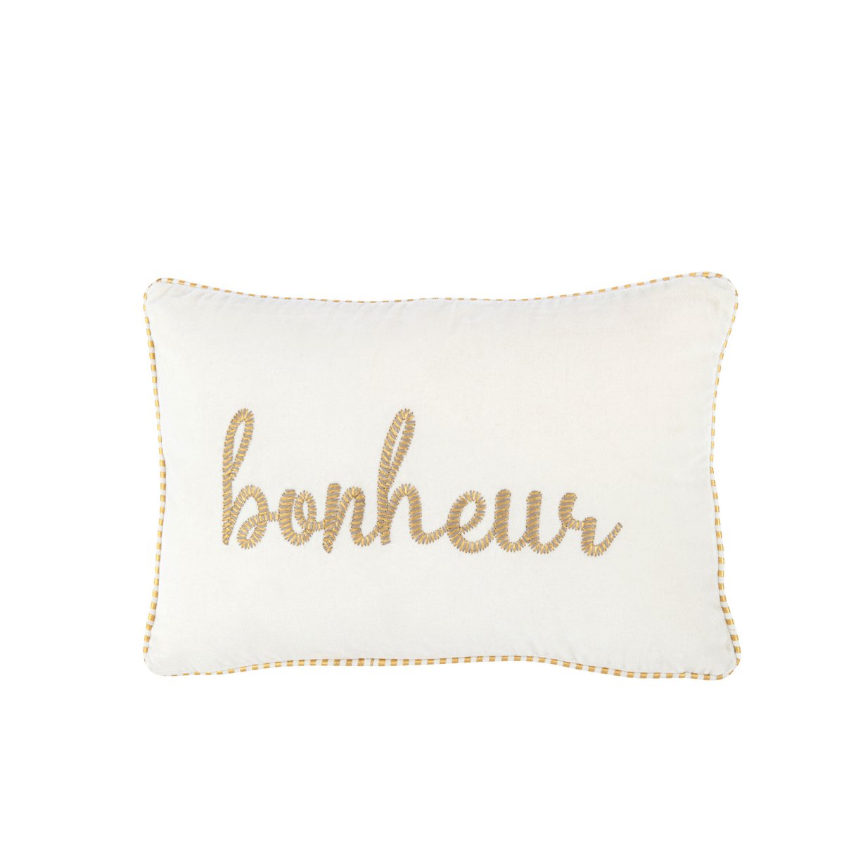 J-Line Kissen Bonheur Textil Weiß/Gold