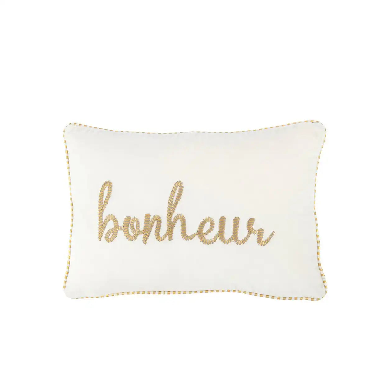 J-Line Kissen Bonheur Textil Weiß/Gold