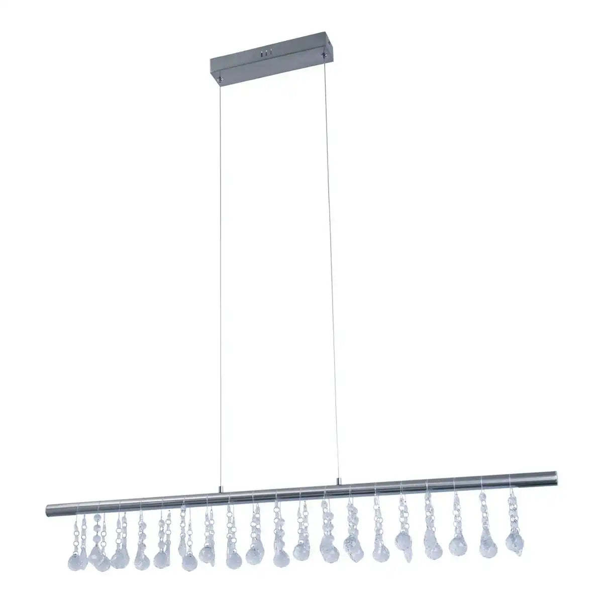 LED Pendelleuchte "NOBILIS" Länge ca. 100 cm, aus Metall und Kunststoff in satin-nickel, mit fest verbauten LEDs, Beleuchtung für Wohnzimmer, Esszimmer oder Büro