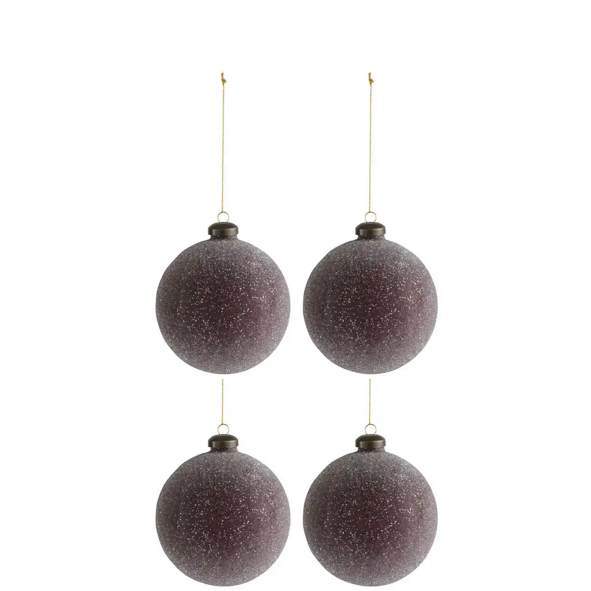 J-Line Weihnachtskugel Perlen – Glas – Burgunderrot – mittel – 4er-Box