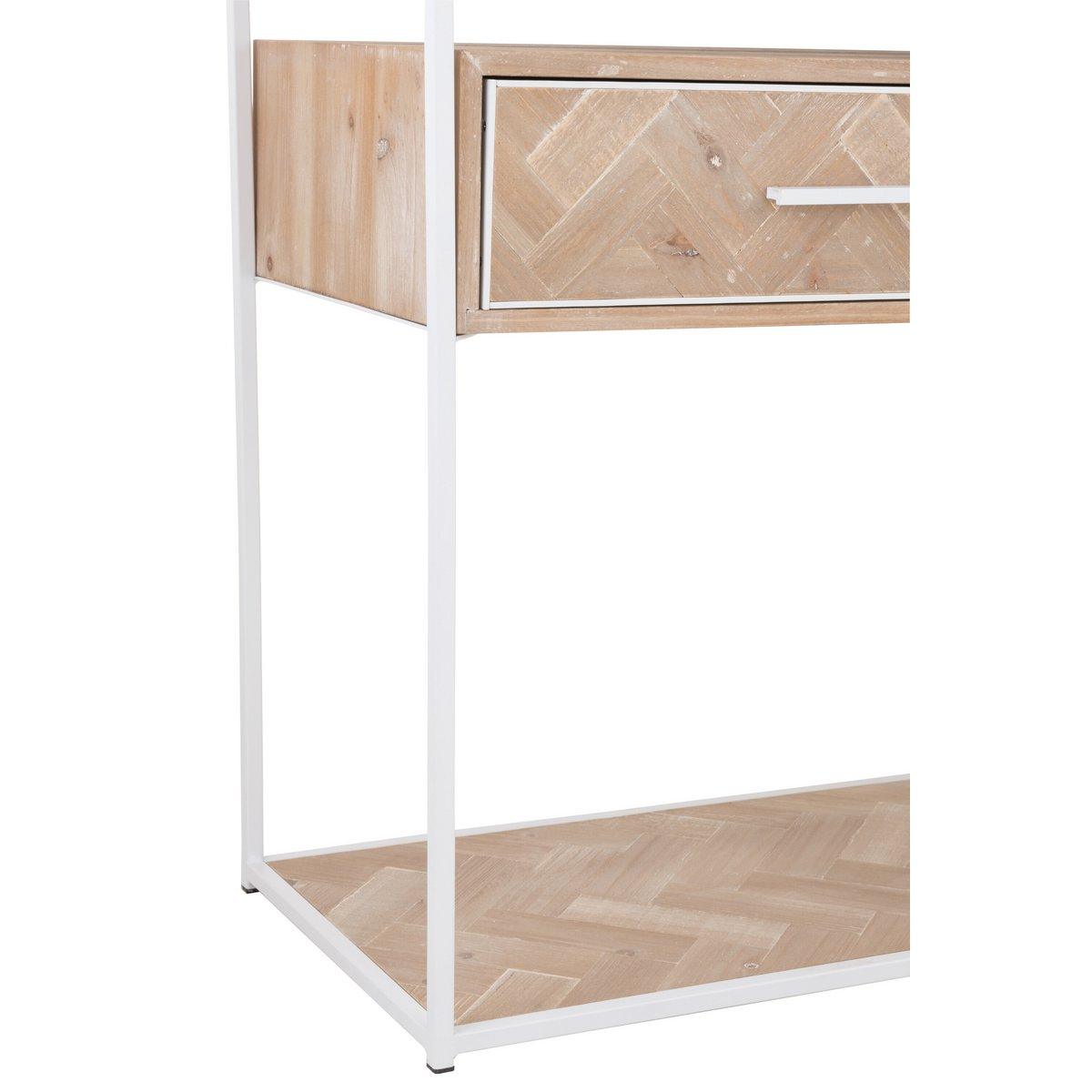 J-Line Konsole Zickzack 2 Schubladen Holz/Metall Natur/Weiß