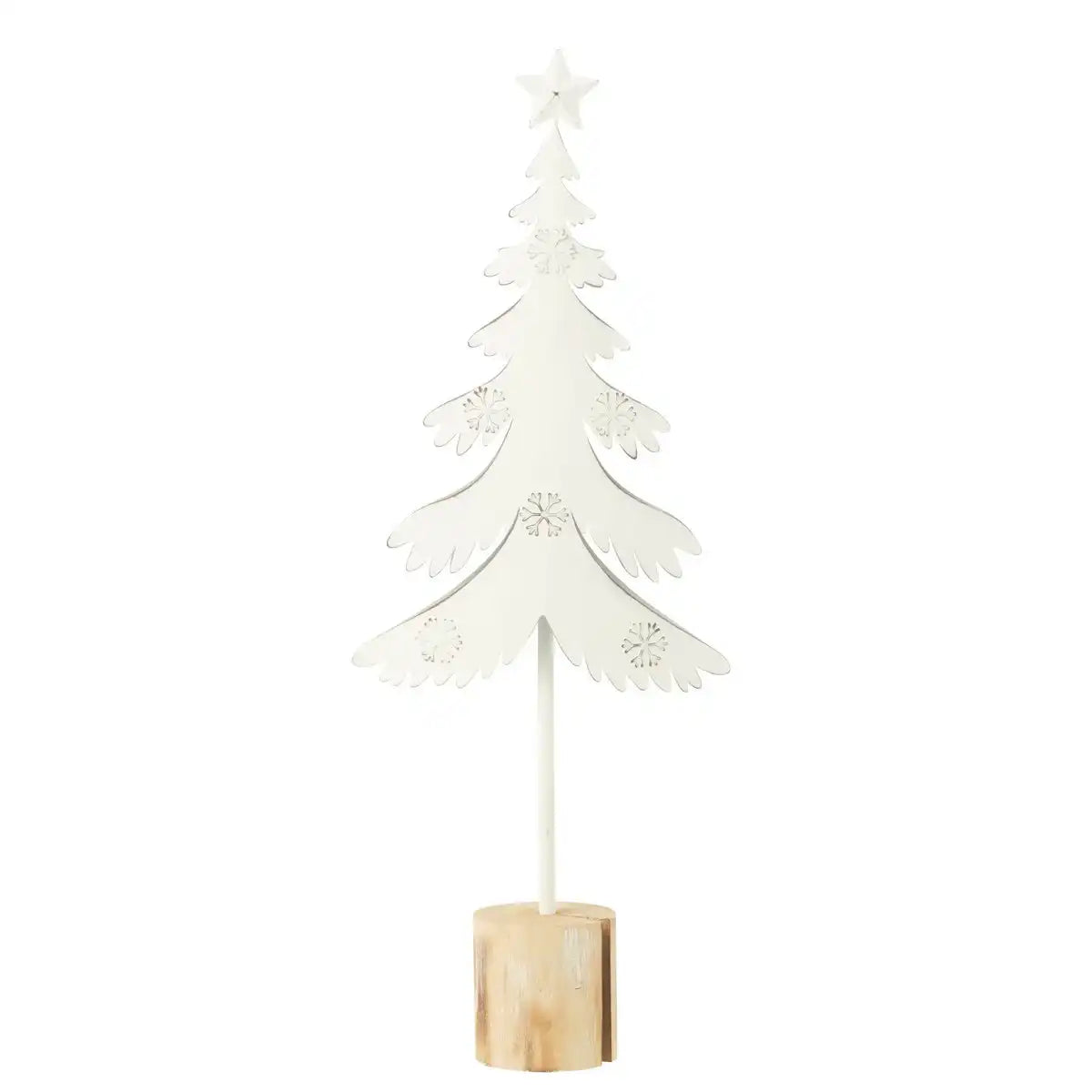 J -Line Dekoration Weihnachtsbaum zu Fuß + Stern - Metall - Holz - Weiß - L.