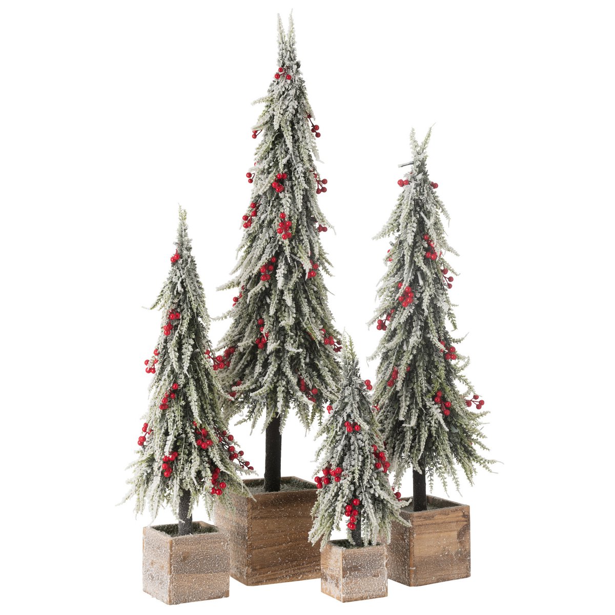 J-Line Weihnachtsbaum+LED Kunststoff Schneegrün/Rot Extra Groß