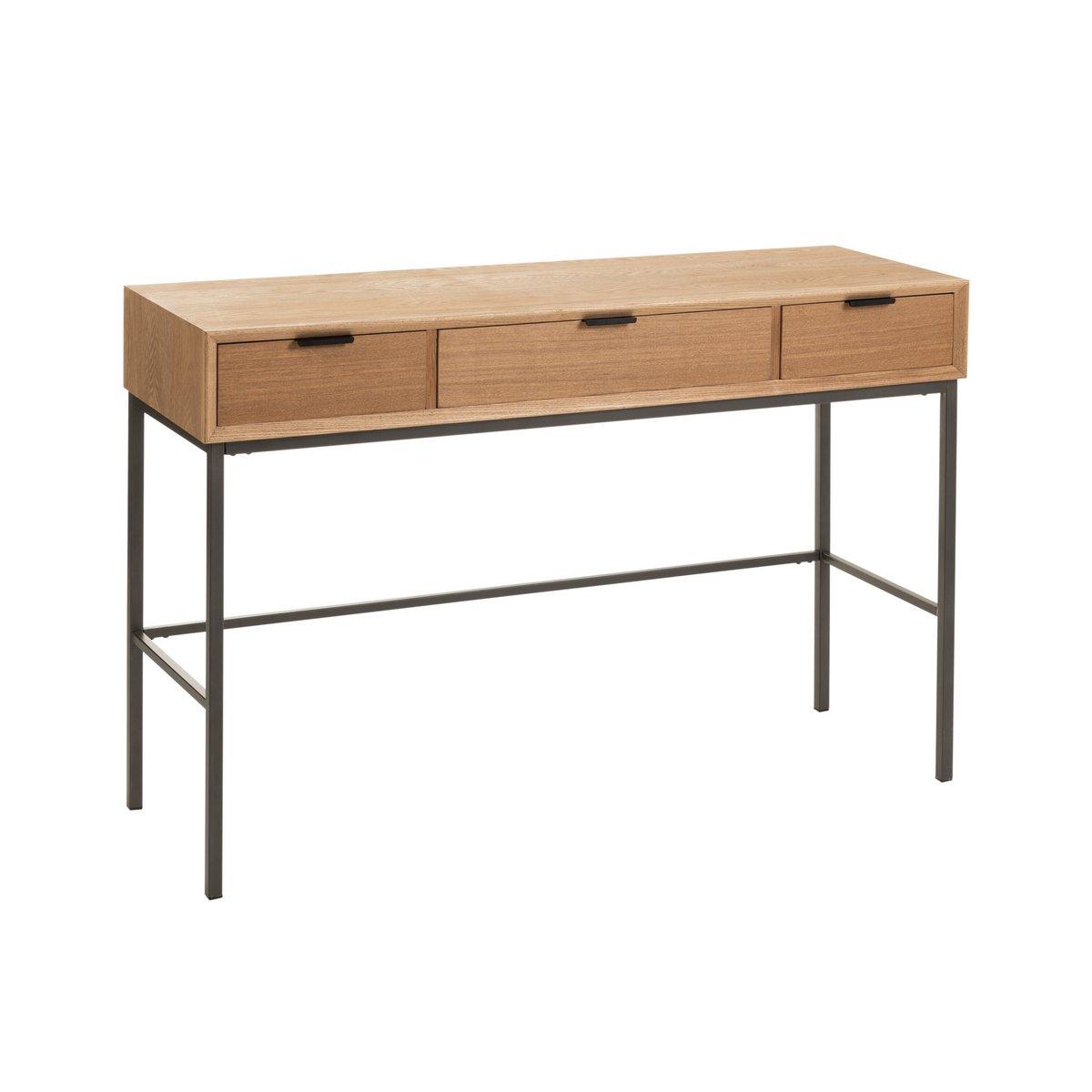J-Line Konsole 3 Schubladen Holz/Metall Natur