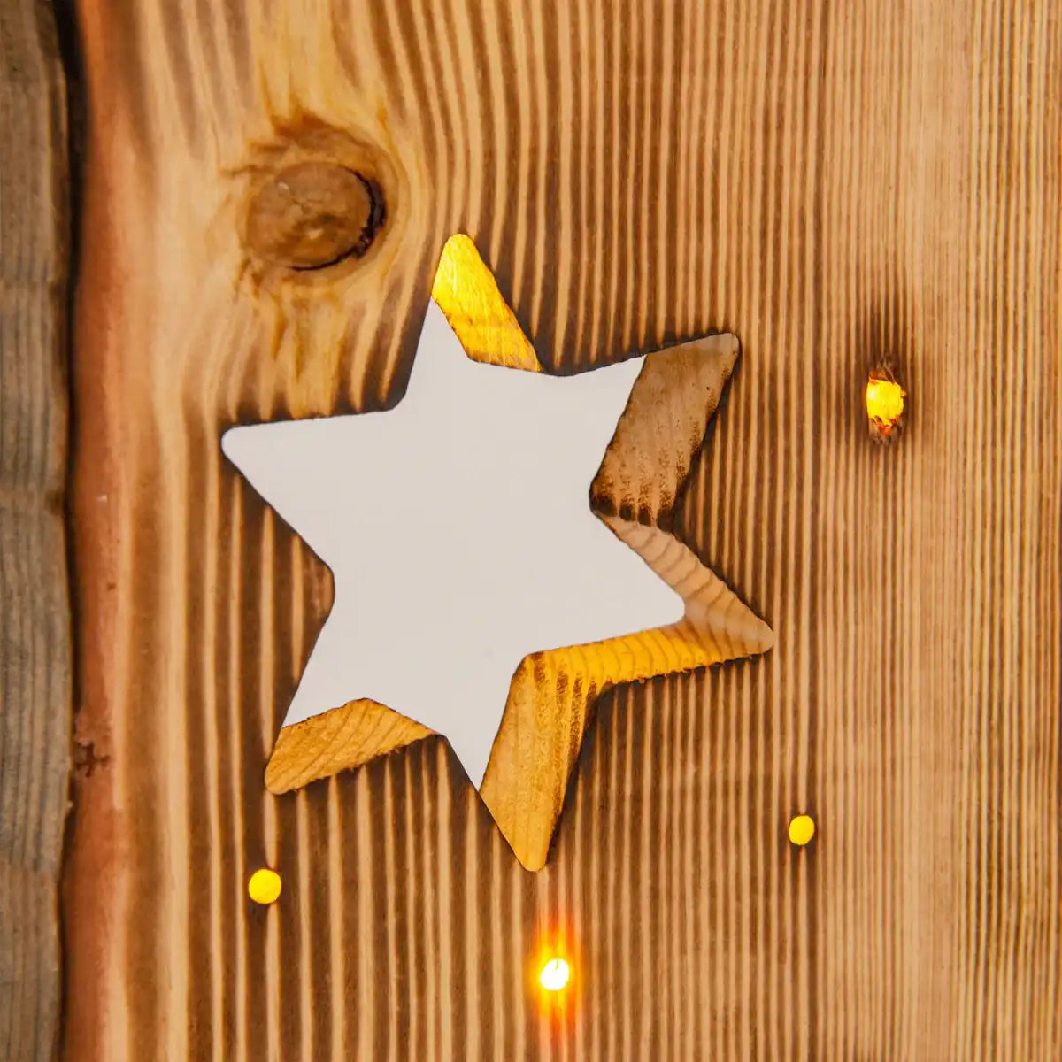 LED-Holz-Dekoleuchte Mond/Sterne 60 cm hoch Weihnacht-Deko aus Holz mit fest verbauten LEDs