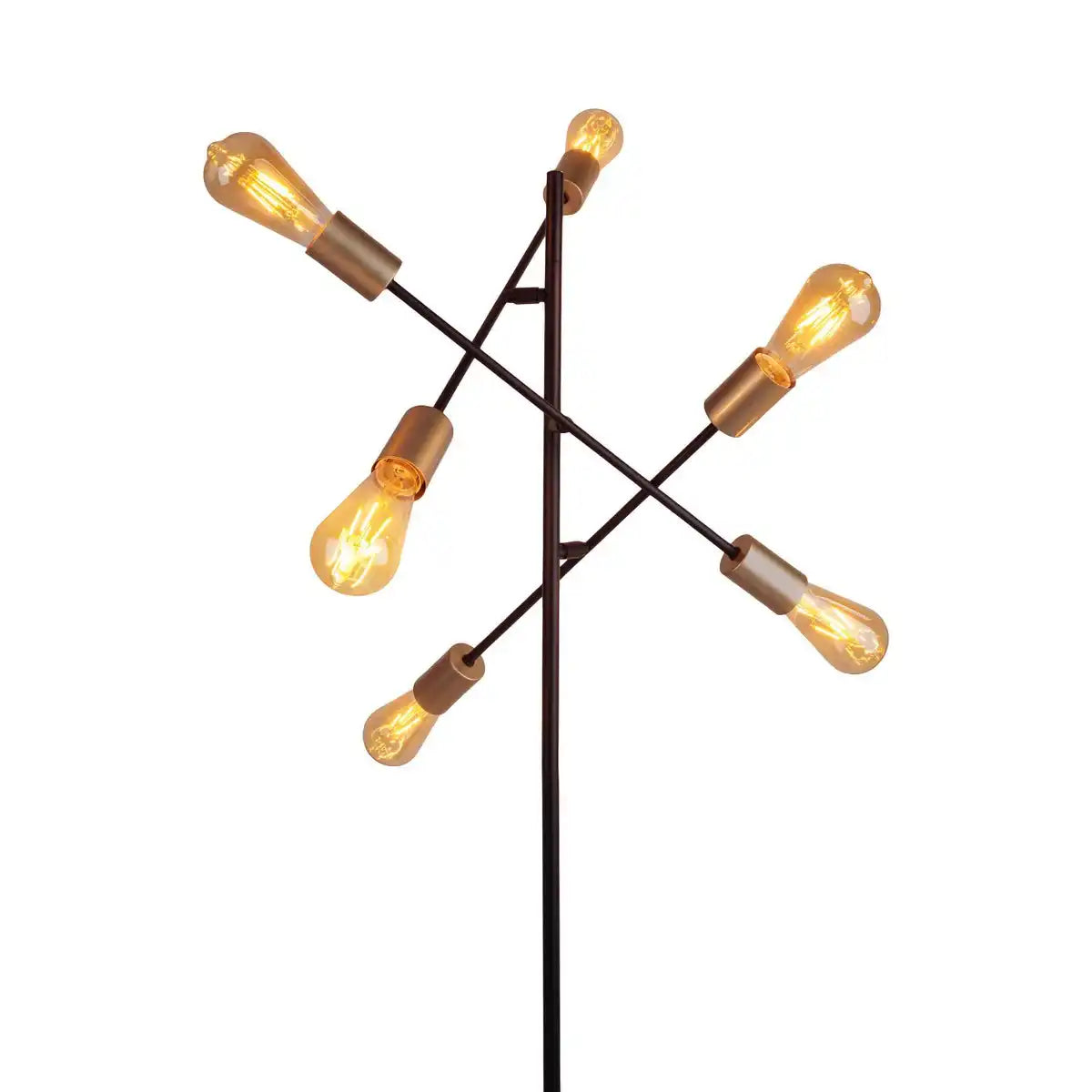 Stehleuchte "MODO" aus Metall in Schwarz,, Fassungen in Gold, E27-Fassung, Stehlampe für Wohnzimmer, Esszimmer, Küche, Diele, Flur oder Büro, 150 x 49 cm