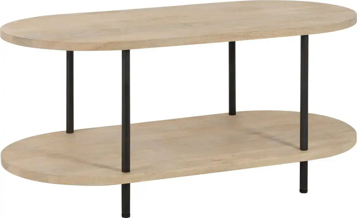 Couchtisch mit 2 Ablagen – Holz/Metall – Natur/Grau