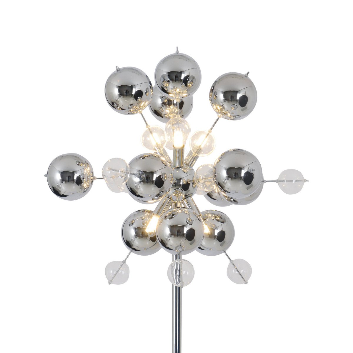 Stehleuchte "EXPLOSION" in chrom, Stehlampe aus Metall und Glas, Chrome, G9, Stehlampe 169 cm hoch
