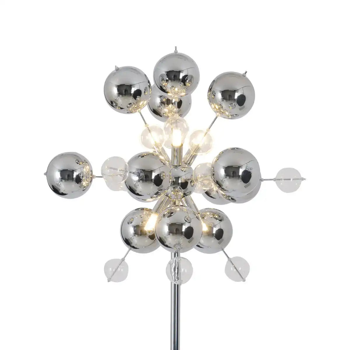 Stehleuchte "EXPLOSION" in chrom, Stehlampe aus Metall und Glas, Chrome, G9, Stehlampe 169 cm hoch