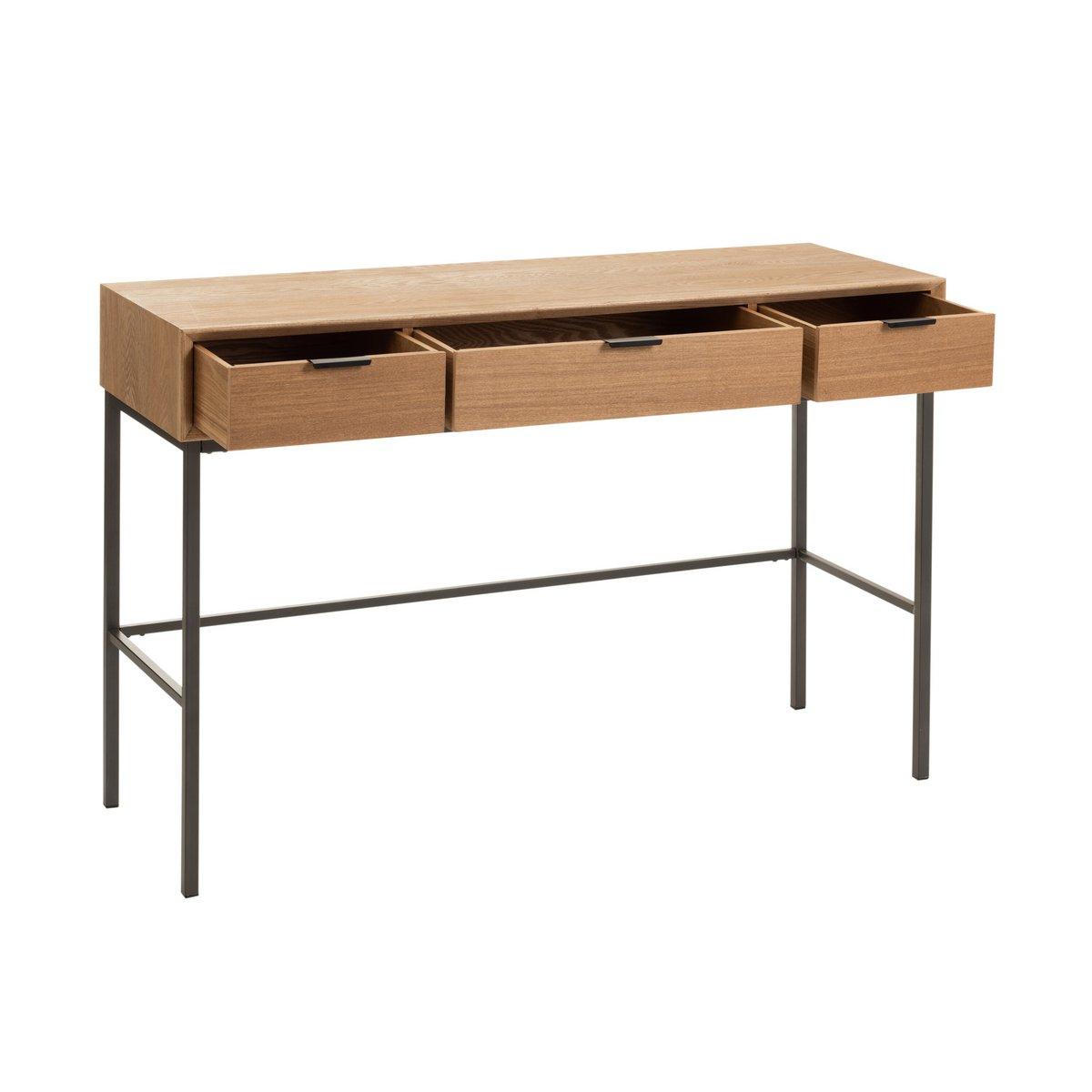 J-Line Konsole 3 Schubladen Holz/Metall Natur