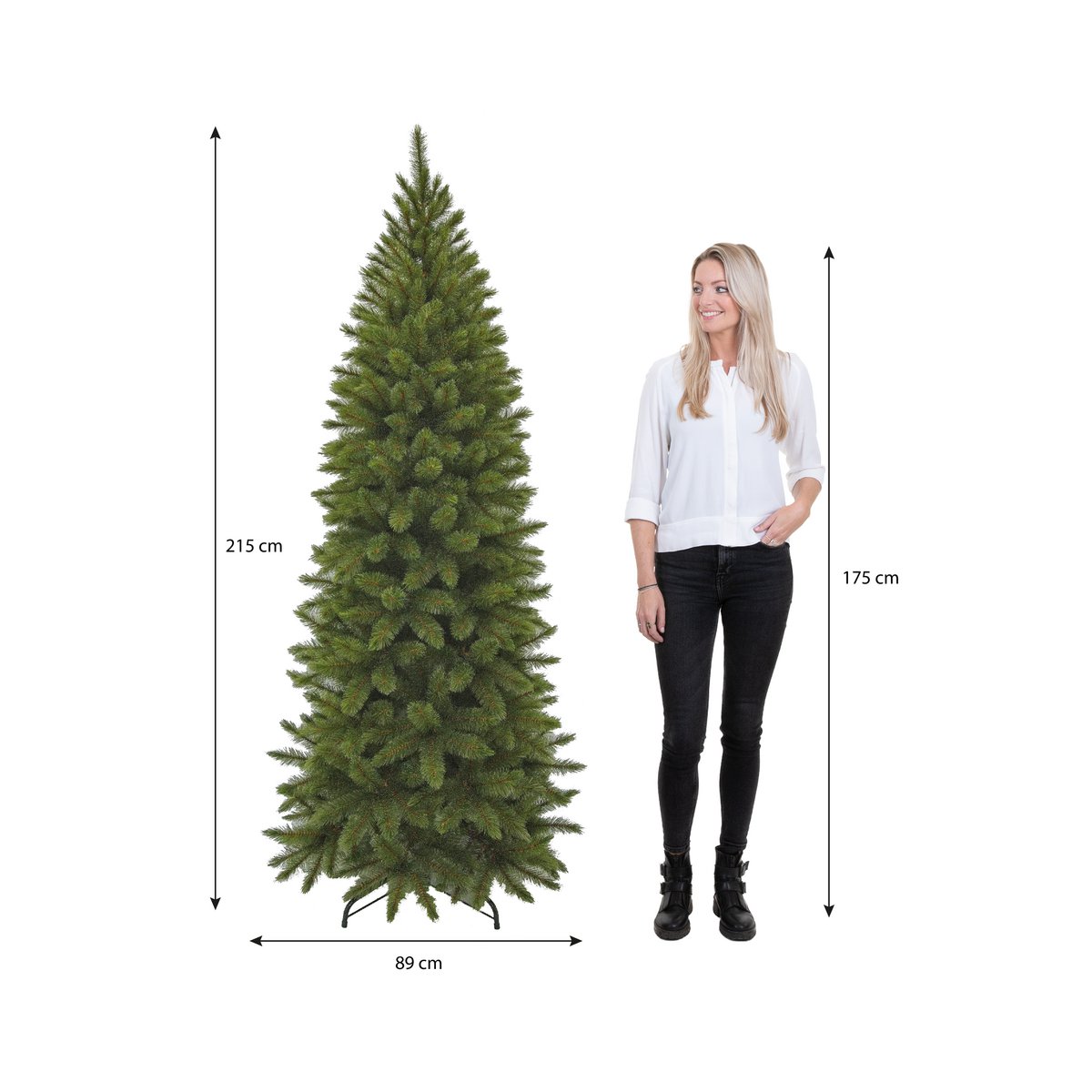 Schmaler künstlicher Weihnachtsbaum von Bristlecone – H215 x Ø89 cm – Grün