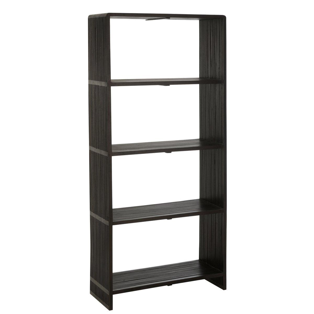 J-Line Bücherregal 4 Regale – recyceltes Holz – Schwarz