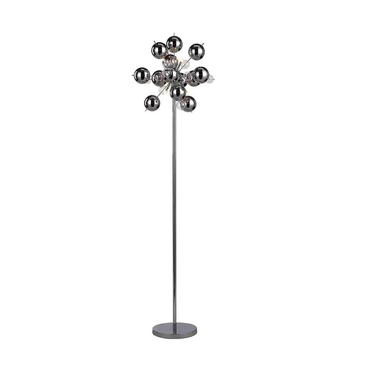 Stehleuchte "EXPLOSION" in chrom, Stehlampe aus Metall und Glas, Chrome, G9, Stehlampe 169 cm hoch