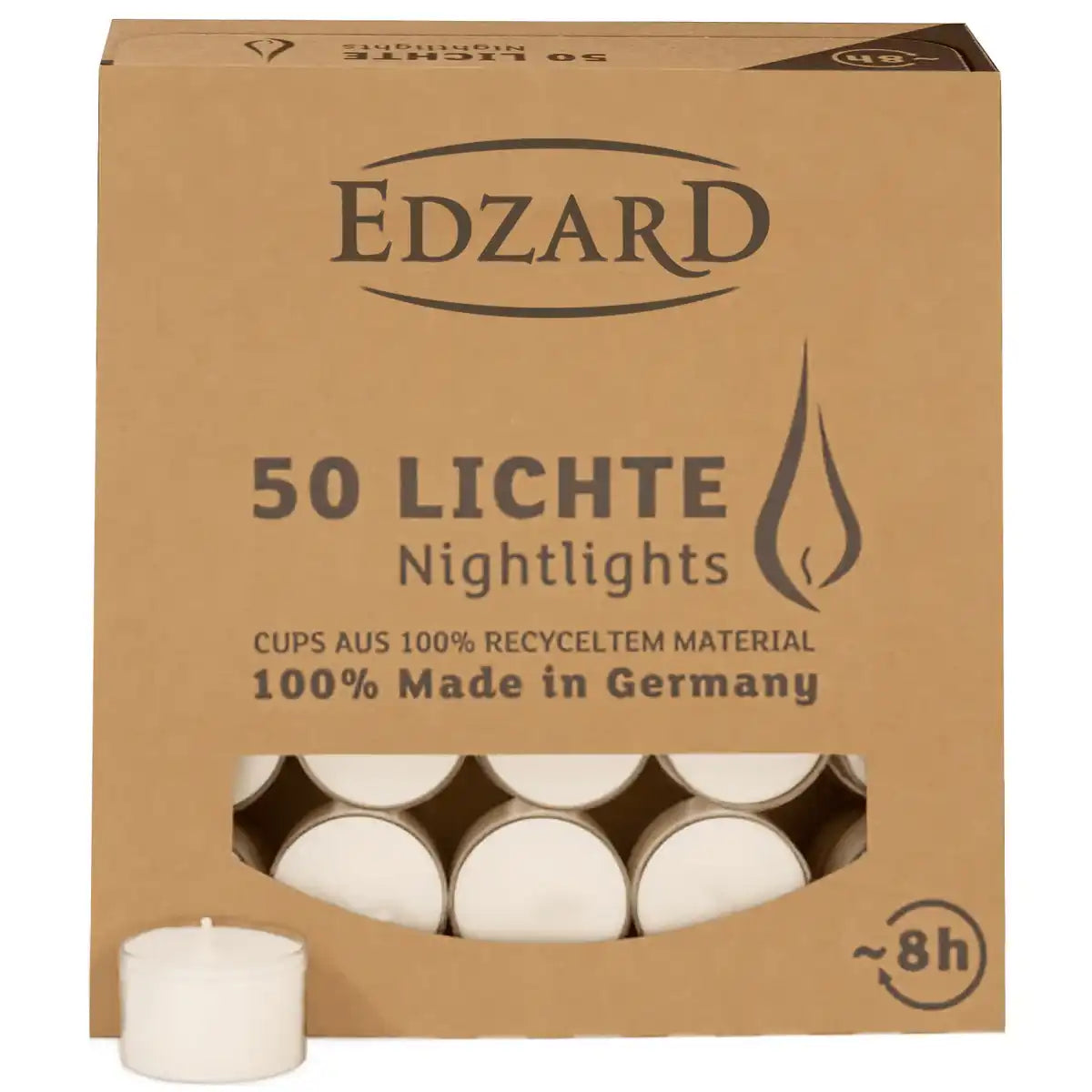 150 Stück Nightlights Teelichter, weiß, transparente Kunststoffhülle, Brenndauer ca. 8h - HomeDesign Knaus