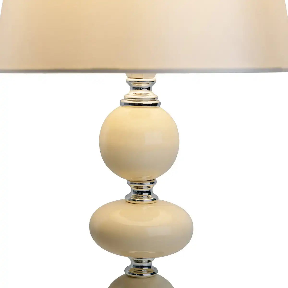 Keramik Tischleuchte "ARAGA" 36 cm hoch, Tischlampe aus Metall, Keramik, mit Textilschirm, beige, mit E14-Fassung, Beleuchtung für Esszimmer, Wohnzimmer, Diele oder Büro