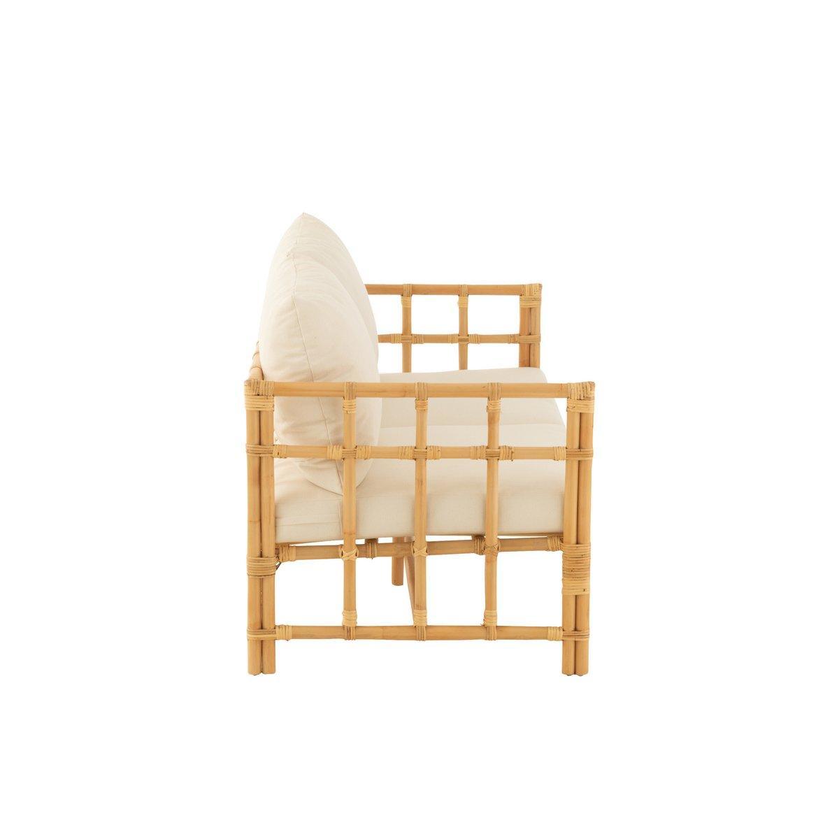 J-Line Sofa Elise + Kissen 2 Personen - Rattan/Textil - Natur/Weiß