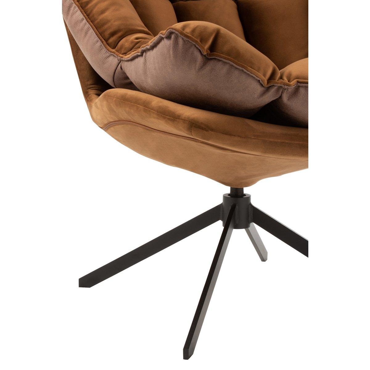 J-Line Stuhl Relax Kissen auf Gestell Textil/Metall braun