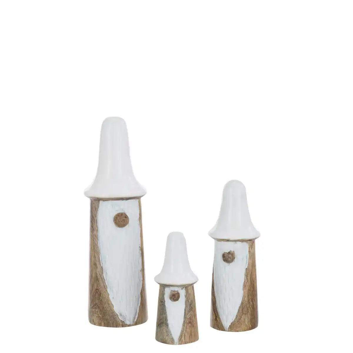 J-Line Set mit 3 Zwergen, Pilzen, Holz, Natur/Weiß