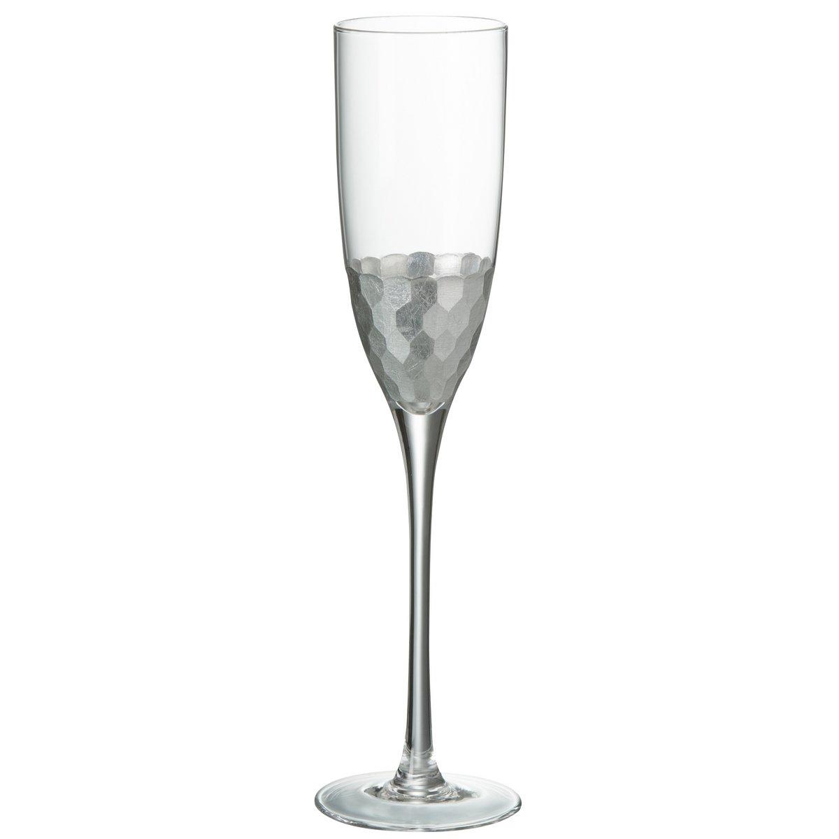 J-Line Champagnerglas - Glas - Silber - 6 Stück
