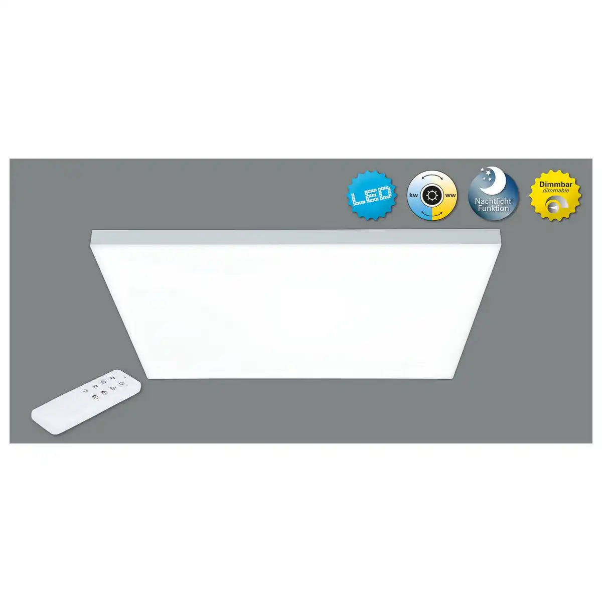 LED Panel-Deckenleuchte "CARENTE" Seitenlänge 45 cm, rahmenlos, viele Funktionen, aus Metall und Kunststoff, weiß, integrierte LEDs