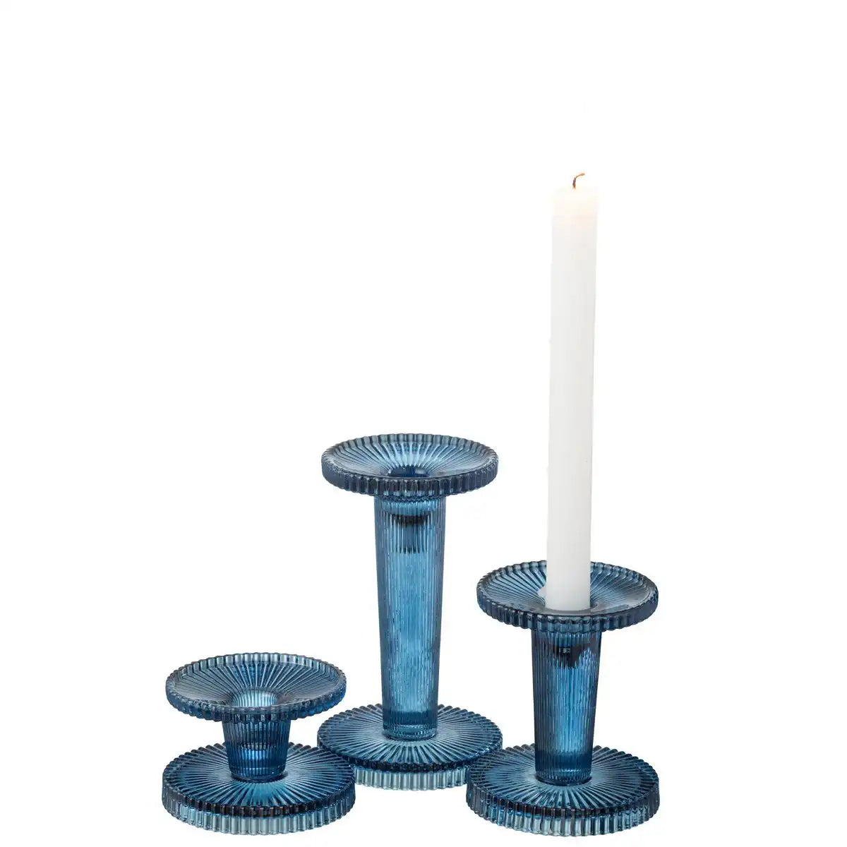 J-Line Kerzenhalter Nelly - Glas - Blau - 3 Stück