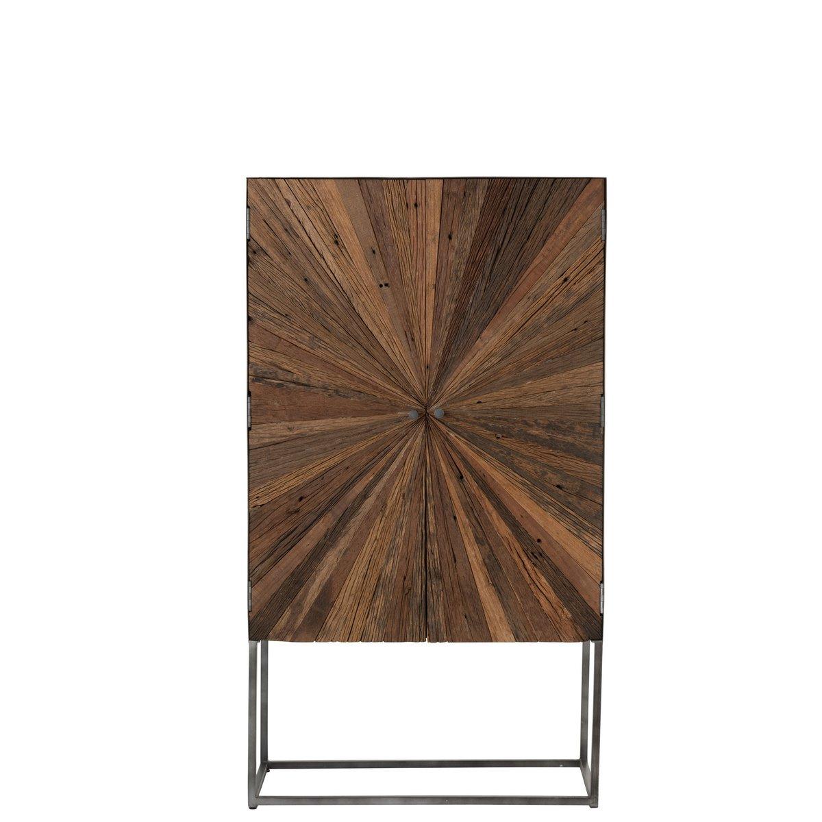 J-Line Barschrank Shanil 2 Türen Holz/Eisen Natur/Grau