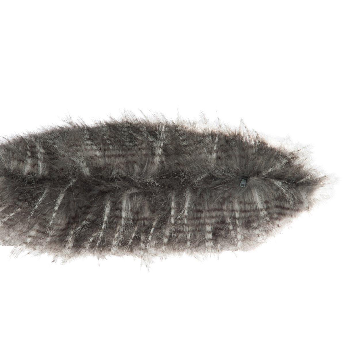 J-Line Kissen Thick Stripes Faux Fur – Kunstpelz – weiß/grau