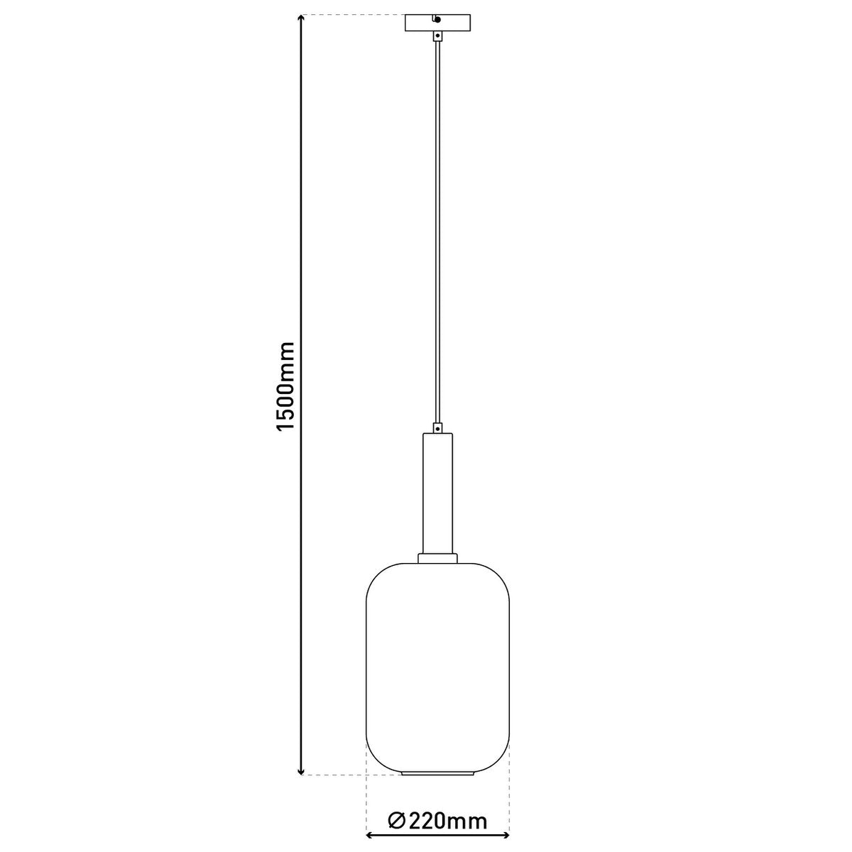 1er Pendelleuchte "FUMO", Pendellampe aus Metall und Glas in Schwarz, mit E27-Fassung, für Esszimmer, Wohnzimmer, Diele oder Büro, Hängelampe 150 x 22 cm