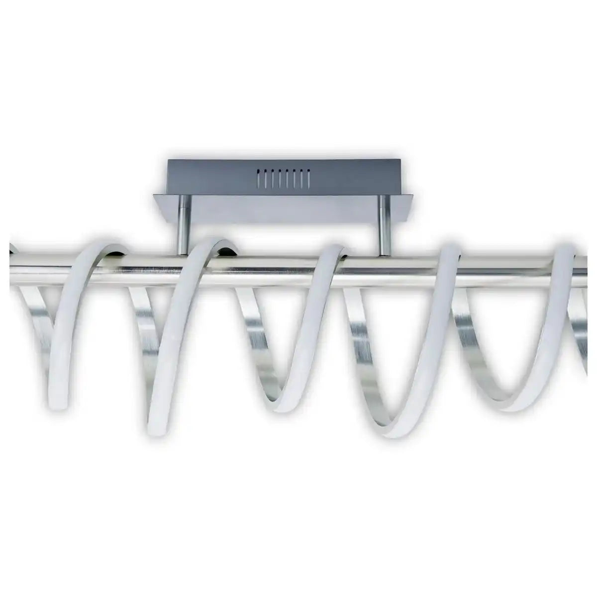 LED Deckenleuchte "BELLEZA", moderne Deckenlampe aus Metall und Kunststoff in Nickel matt und Weiß, mit fest verbauten LEDs, 100cm lang. Die ideale Beleuchtung für Wohnzimmer, Esszimmer oder Küche.