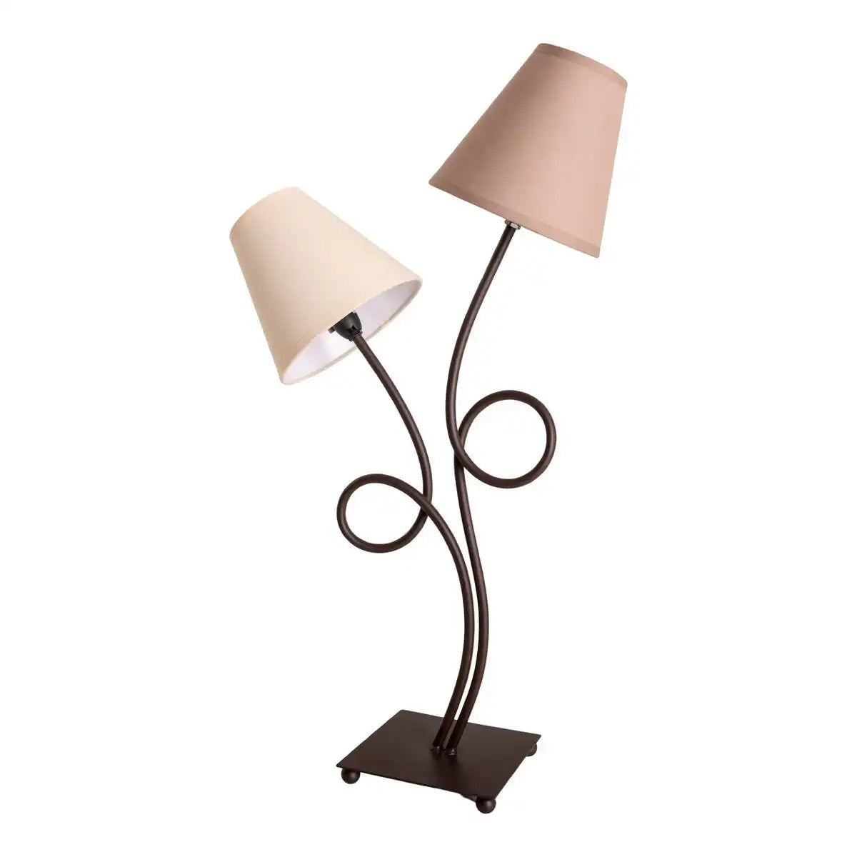 Tischleuchte, 2-flammig ""BOHO"", Tischlampe Braun/Beige, mit E14-Fassung, für Esszimmer, Wohnzimmer, Diele oder Büro, 65 cm hoch