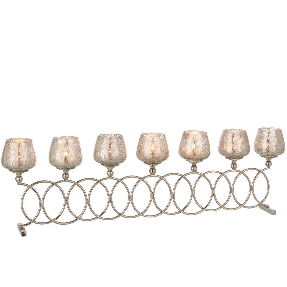 J -Line Kandelaar 8 Ringe Crackelé - Glas - Silber