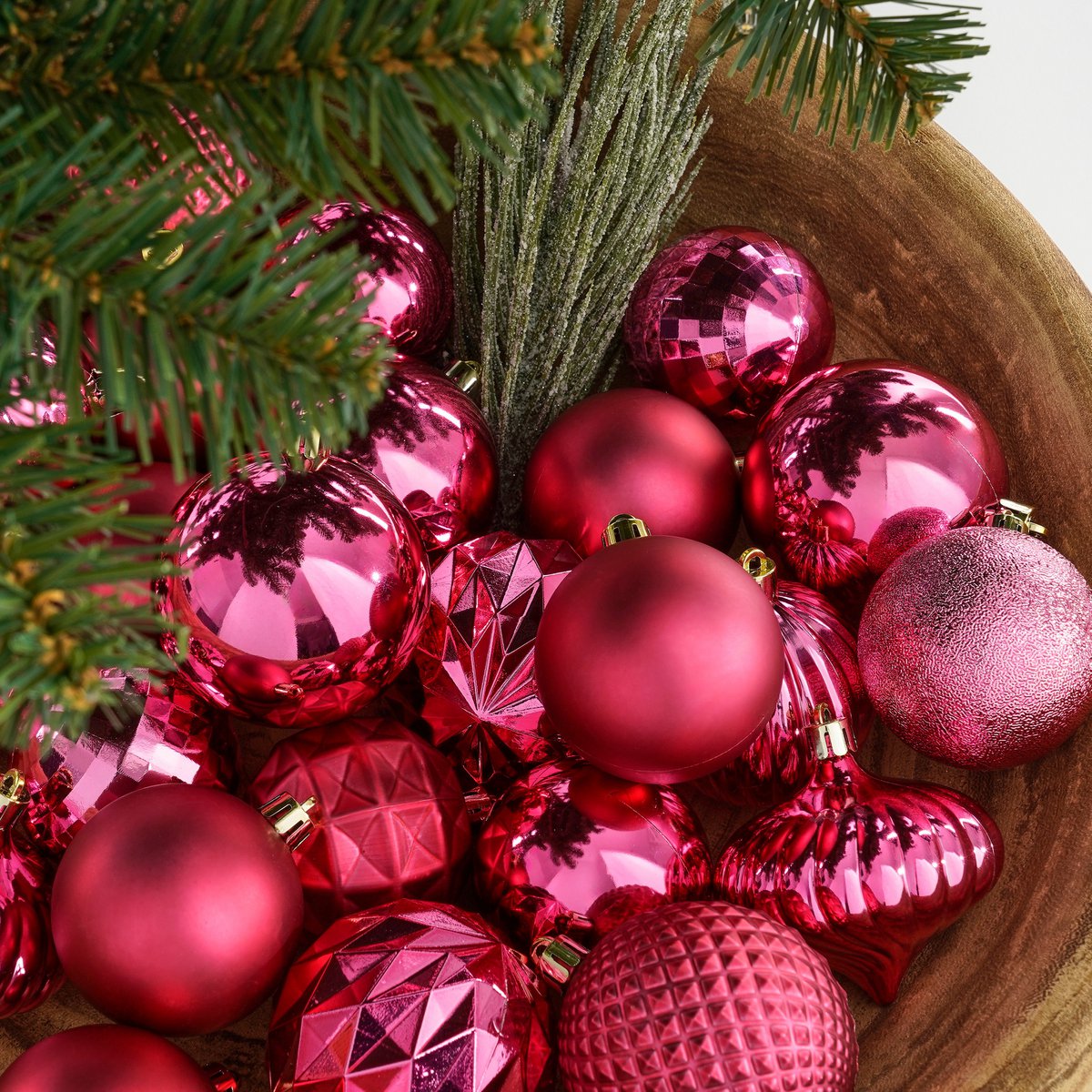 Weihnachtskugel-Set – 60 Stück – Ø7 cm – unzerbrechlich – Fuchsia