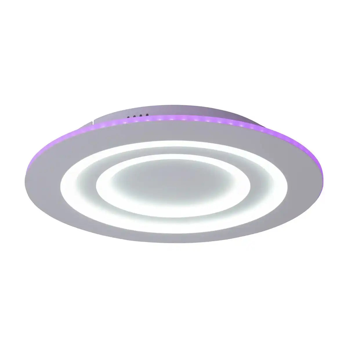 LED Deckenleuchte "MIREL" Ø 50 cm, 6 cm hoch, Metall und Kunststoff in Weiß, integrierte LEDs, 2400 lm, dimmbar, CCT-Funktion 3000-6500 K, RGB-Farbwechsel