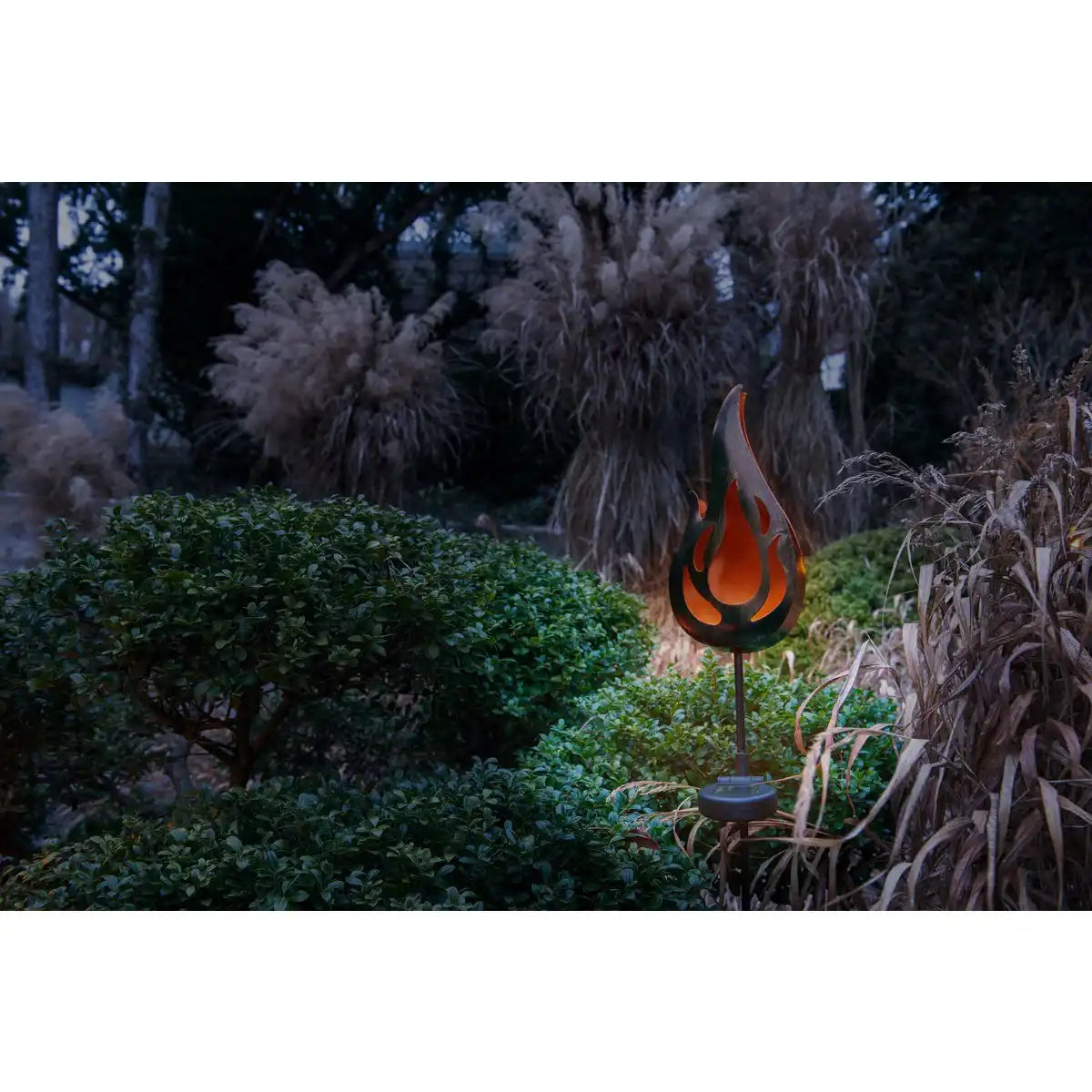 LED-Solar Erdspieß "FLAMME" Außen Erdspieß aus bronzefarbenem Metall und Kunststoff, mit integrierter LED