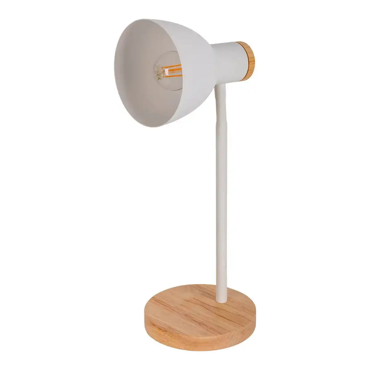 Schreibtischleuchte "MARIE" aus Metall und Holz, E14, Weiß, 36,5 cm hoch