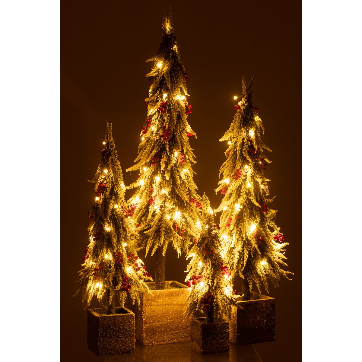J-Line Weihnachtsbaum+LED Kunststoff Schneegrün/Rot Extra Groß