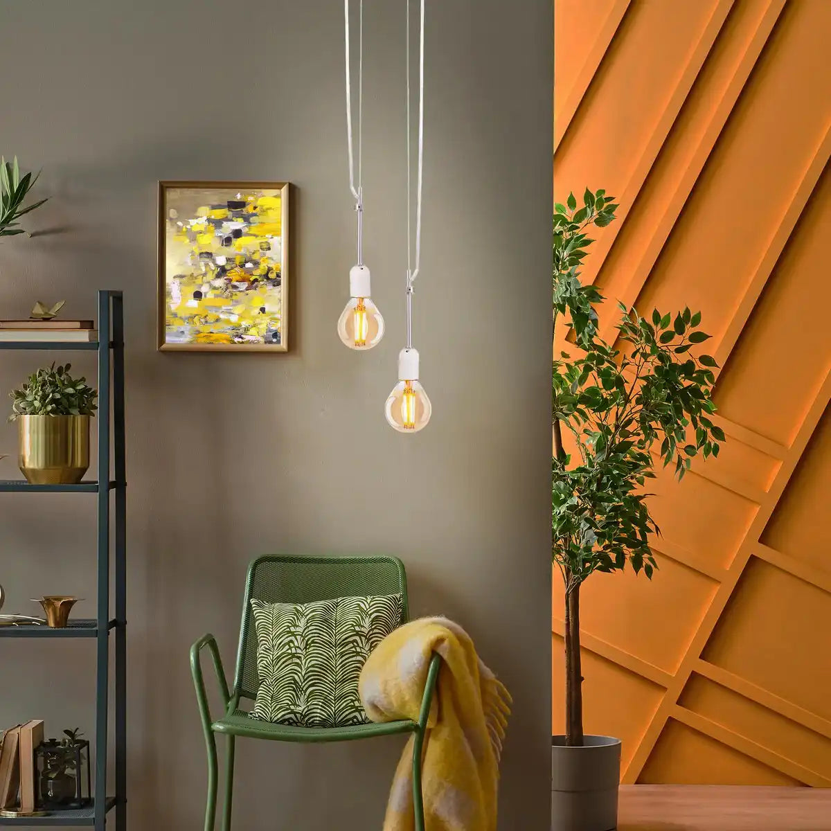 5er-Set LED Leuchtmittel mit E14-Fassung 4 Watt, aus Metall und Glas, amber