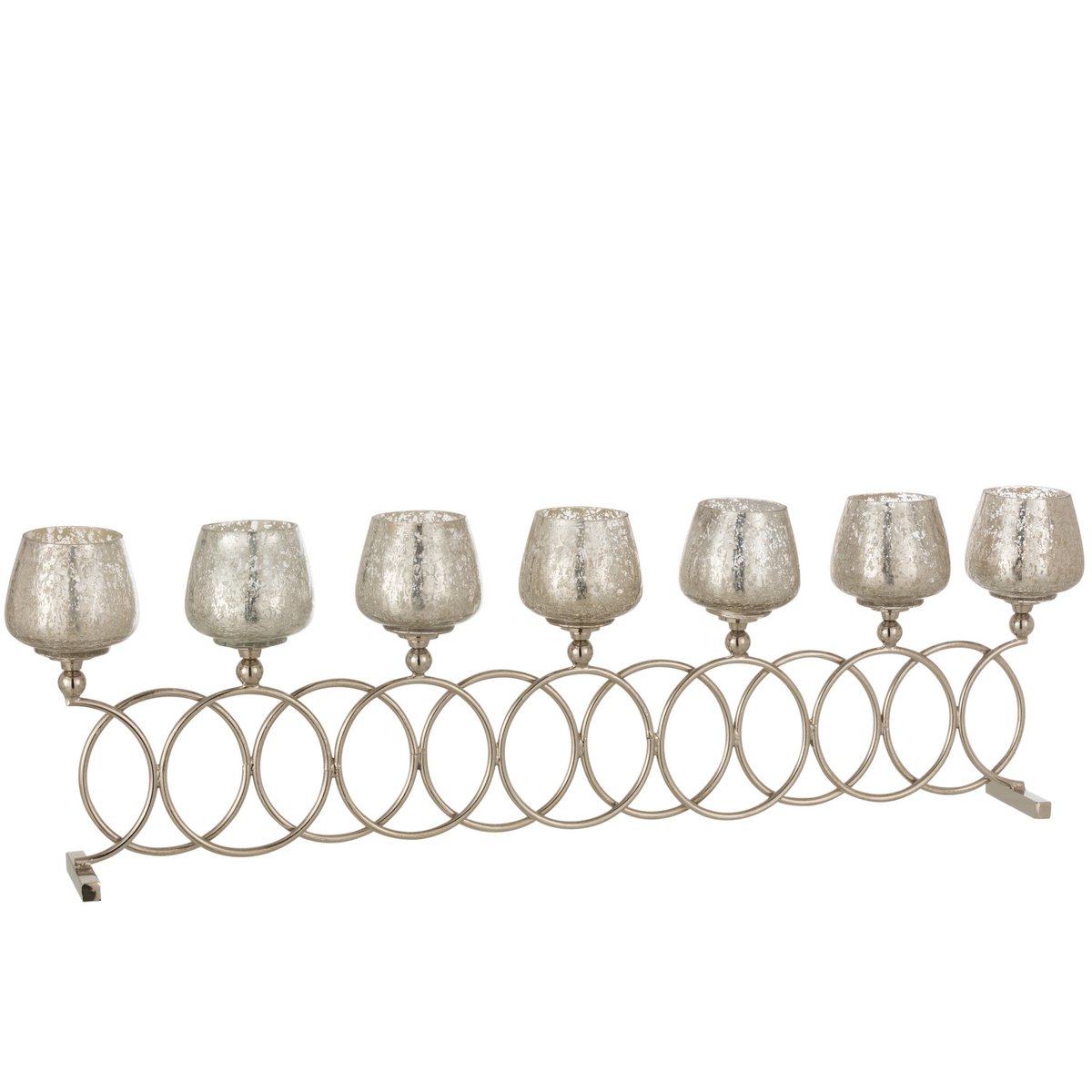 J -Line Kandelaar 8 Ringe Crackelé - Glas - Silber