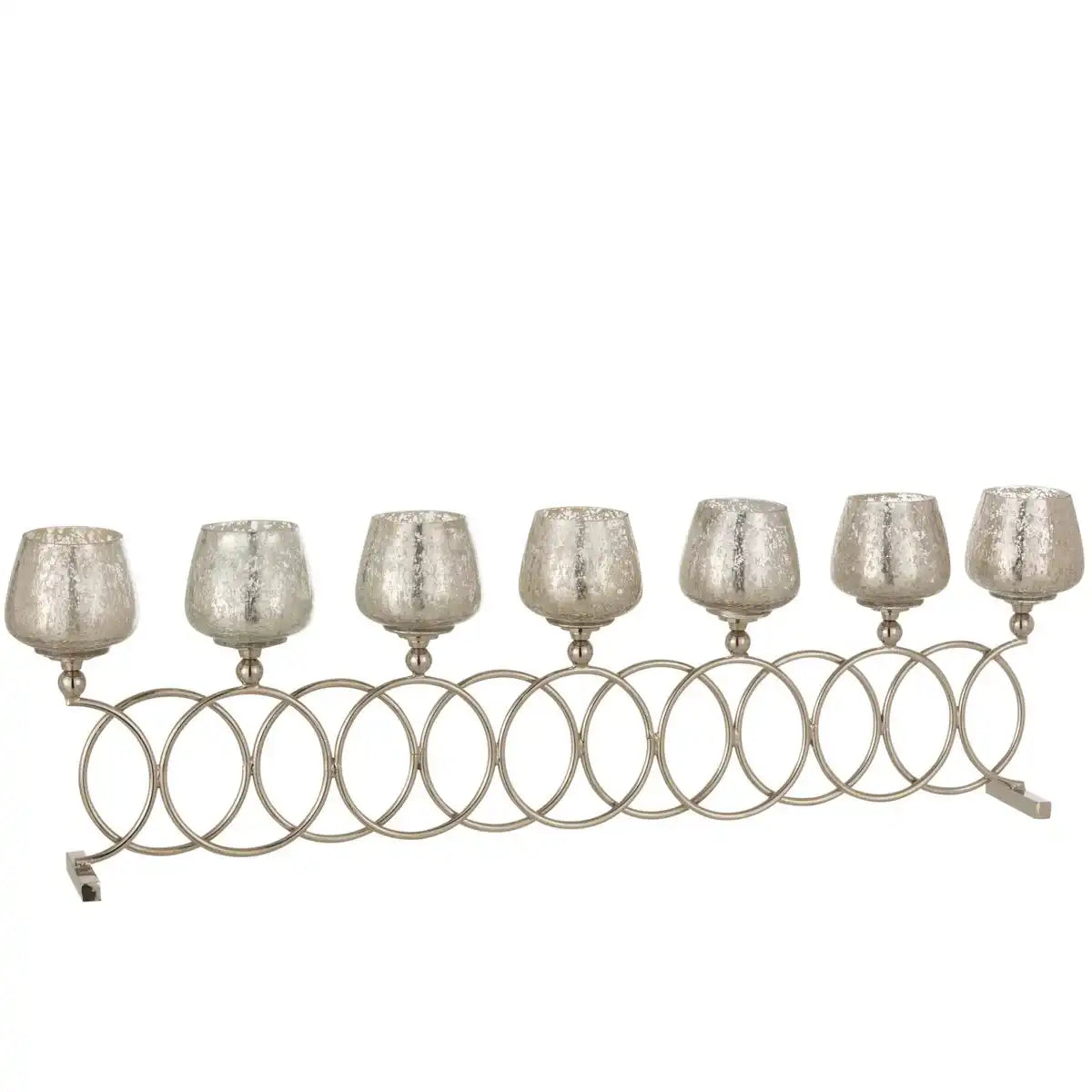 J -Line Kandelaar 8 Ringe Crackelé - Glas - Silber