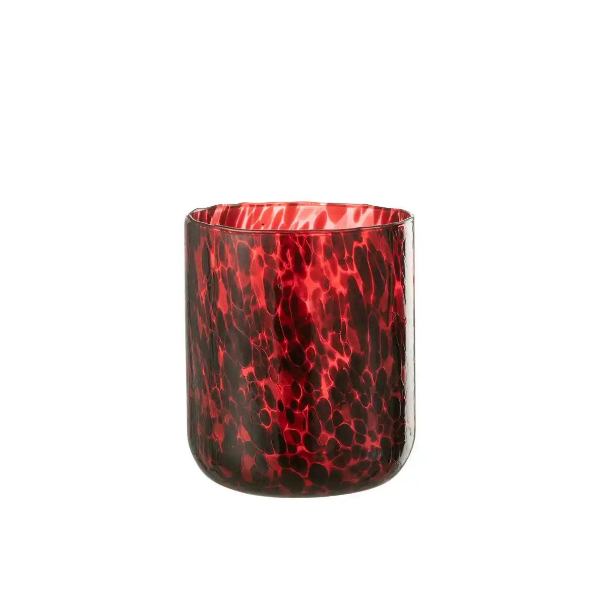J-Line Laterne Spotted - Glas - Rot/Schwarz - Groß
