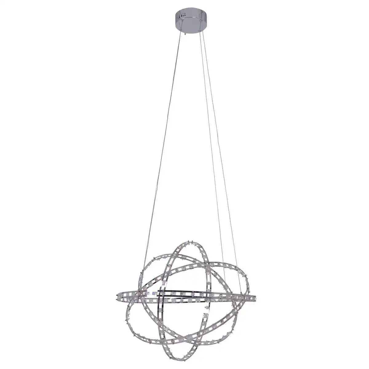 LED Pendelleuchte "COSMOS" Metall und Kunststoff in chrom, Ø60 cm, mit fest verbauten LEDs, Beleuchtung für Wohnzimmer, Esszimmer oder Büro.