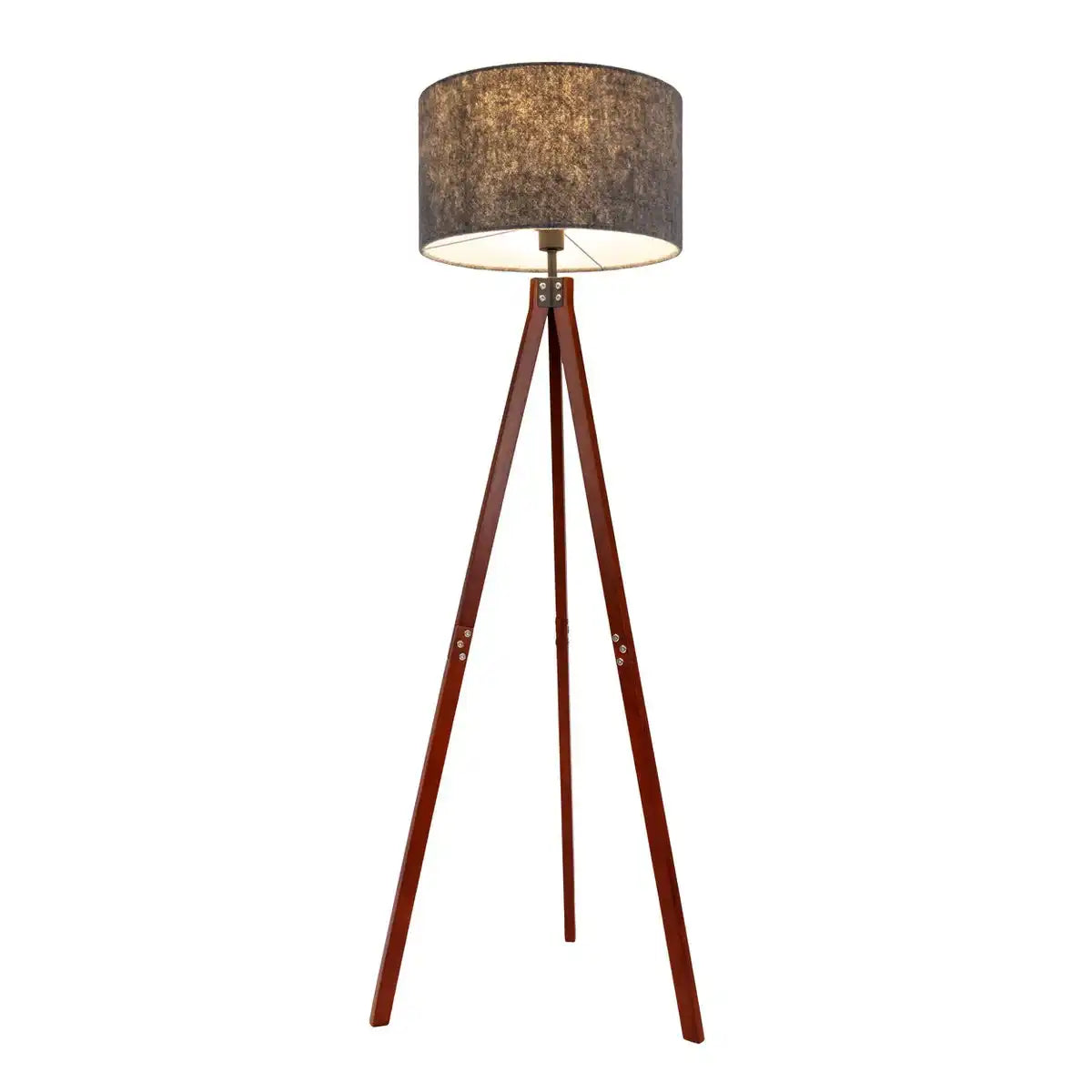 Stehleuchte "FILCO" Ø ca. 45 cm, 147 cm hoch, aus Holz und Kunststoff in Braun und Grau, für E27, für Wohnzimmer, Schlafzimmer und Esszimmer
