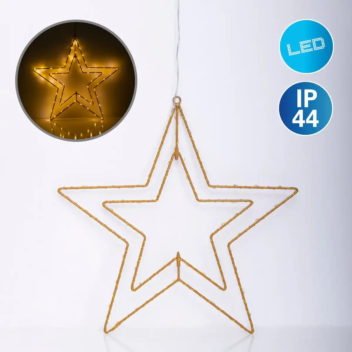 LED-Outdoor-Weihnachtsleuchte "Stern" Ø 40 cm Weihnachtsdeko aus Metall in Gold mit fest verbauten LEDs