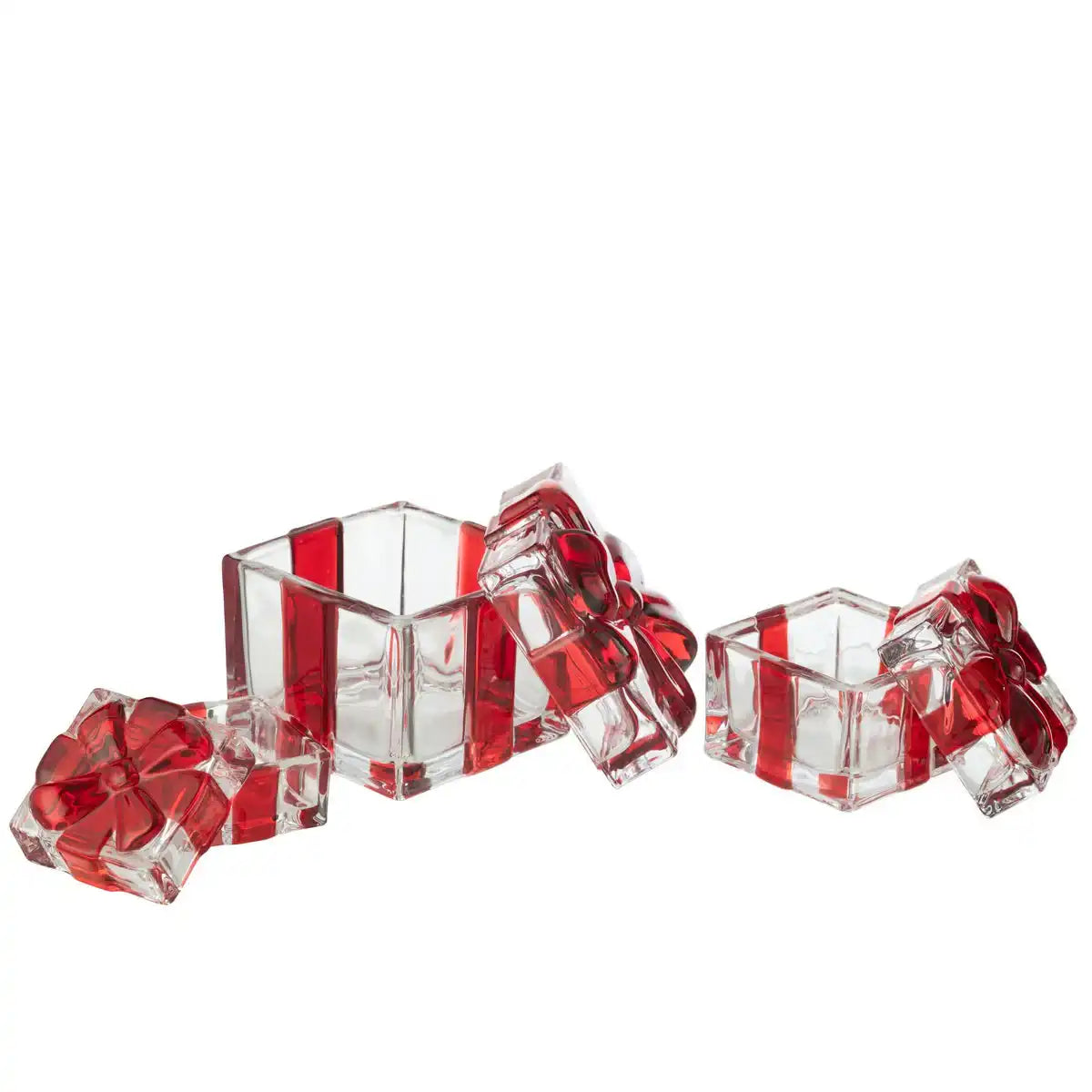J-Line Vorratsglas Geschenkbox Glas Rot Groß